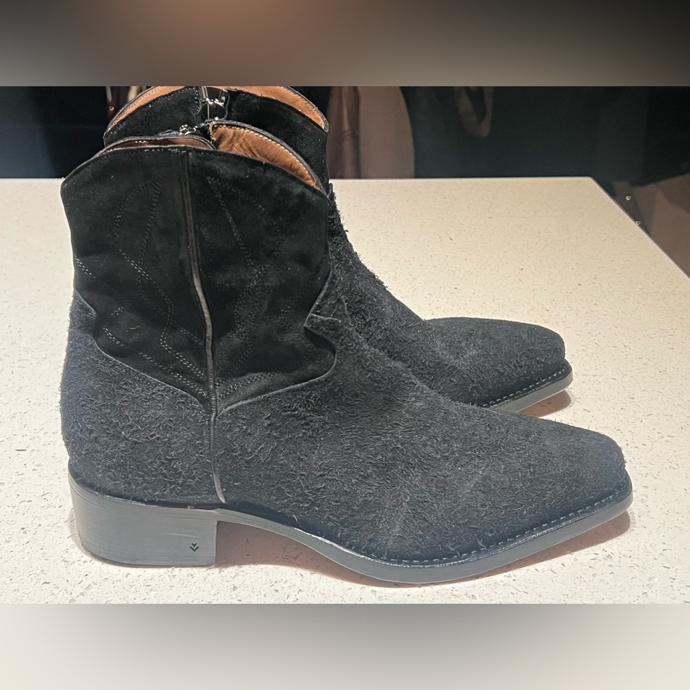 John Varvatos walker black suede western boots